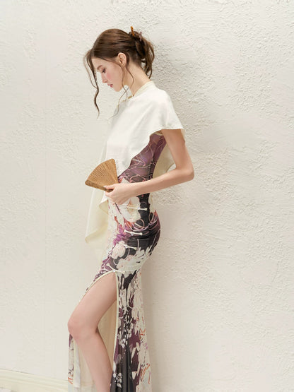 Ink Blossom Qipao Set