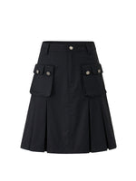 Pleated A-Line Midi Skirt