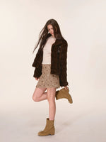 Vintage Faux Mink Fur Buckle Jacket