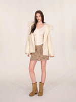 Sequined Contrast Waist Tweed Mini Skirt