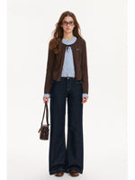 Contrast Layered Bow Knit Cardigan