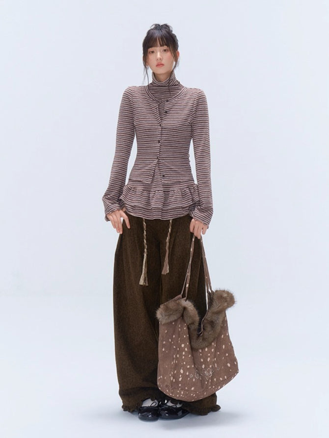 Ruffle Layered-Look Mock-Neck Top