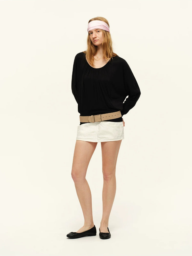 Lyocell Pleated Hoodie Top