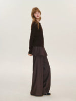 Contrast Layered Wool Blend Cardigan