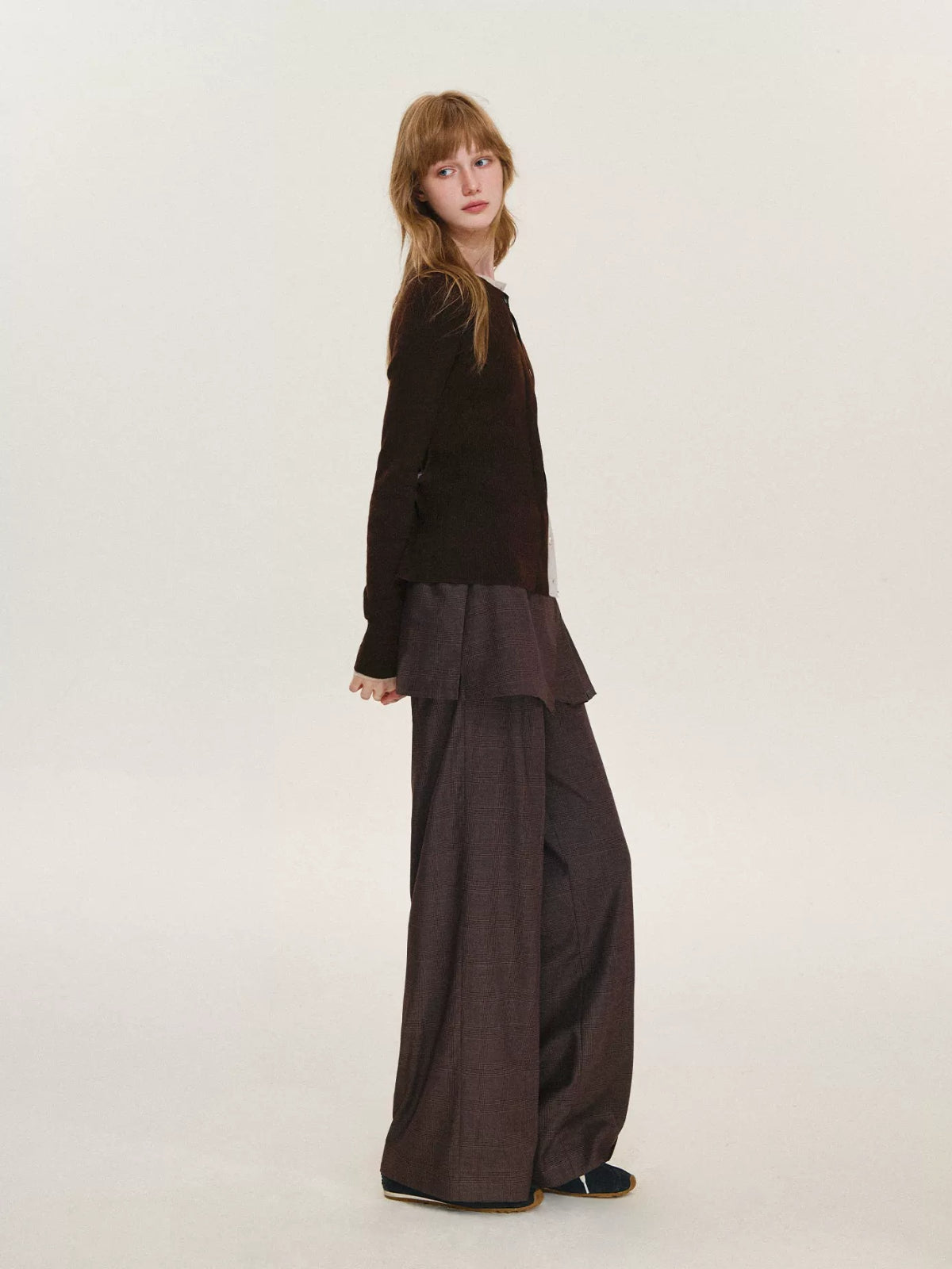 Contrast Layered Wool Blend Cardigan