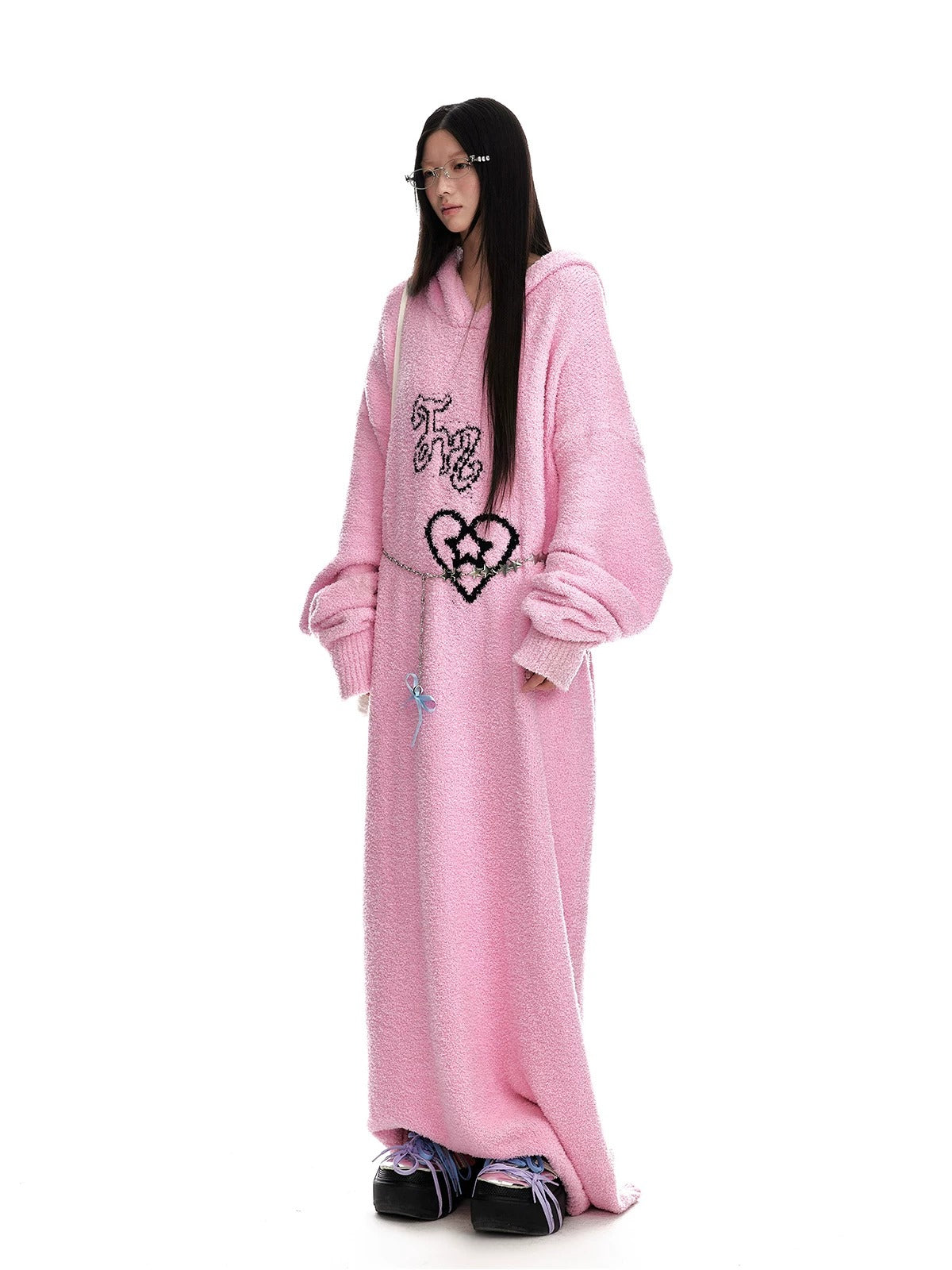 Hooded Plush Knit Dress