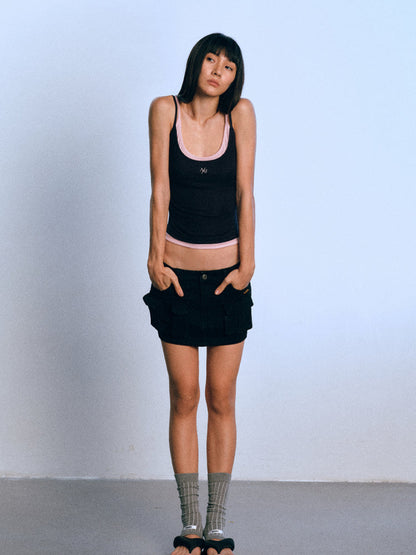 Fake Two-Piece Color-Block Splicing Vest