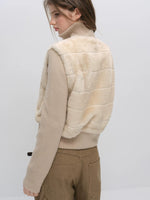 Faux Fur Ribbed Knit Patchwork Jacket