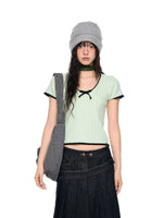 Bow Knit Short Sleeve Top