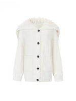 Fox Fur Large Notch Collar Cardigan