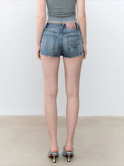 Vintage Bamboo Wash Denim Mini Skort