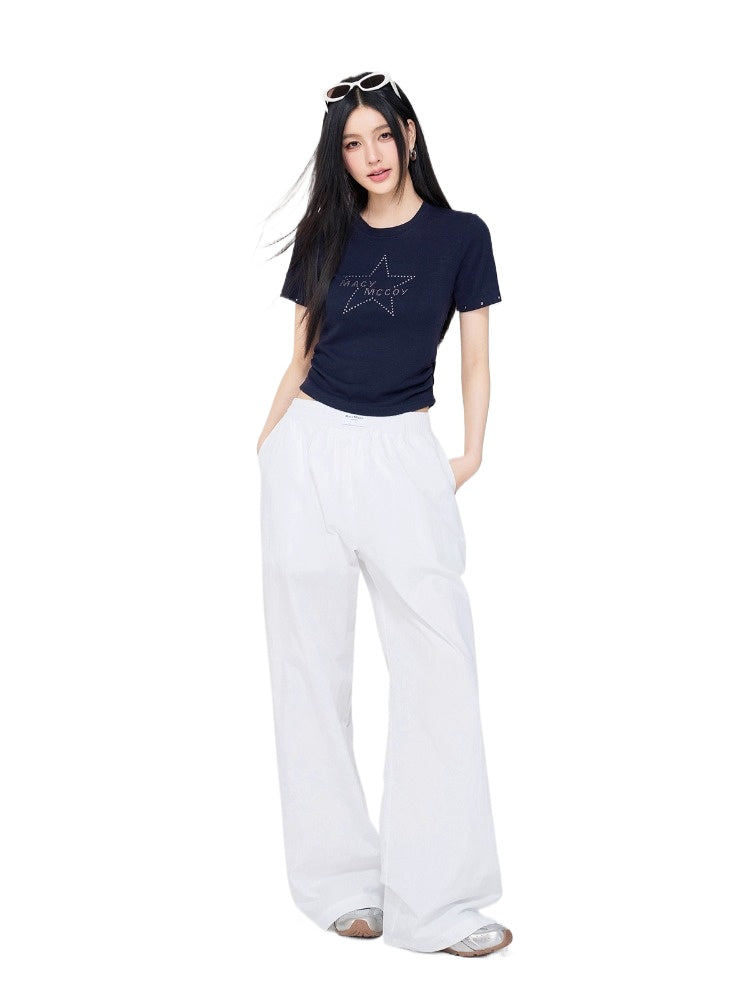 White High-Waisted Wide-Leg Pants