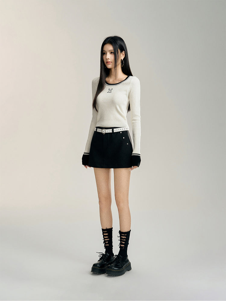 Black &amp; Beige Butterfly Printed Sweater