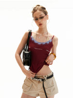 Layered Embroidered Letter Cami Top