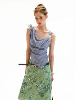 Asymmetric Pearl Chiffon Layered Top