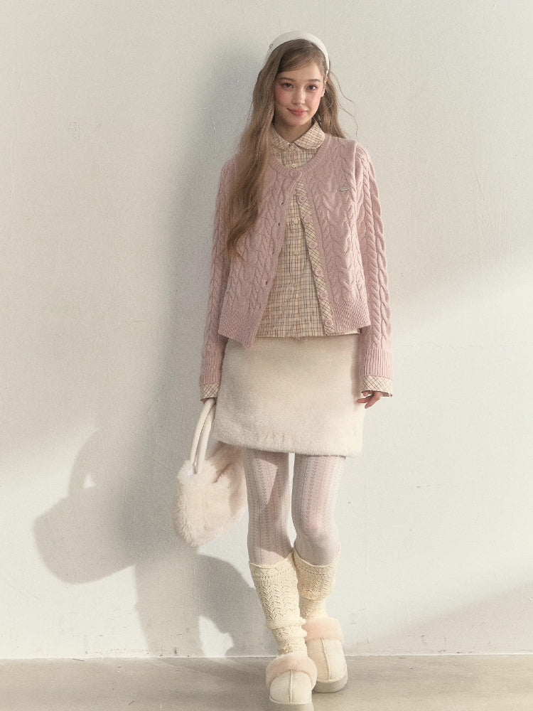 “Pine Dusk” Wool-Blend Doll Collar Knit Sweater