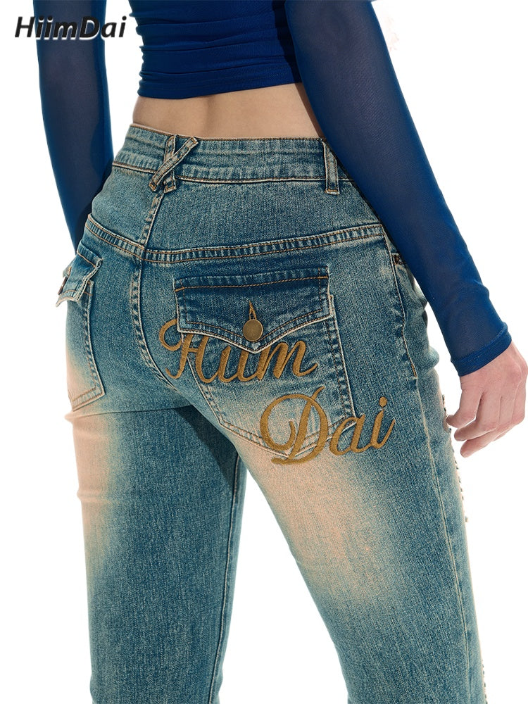 Distressed Slim Flare Jeans