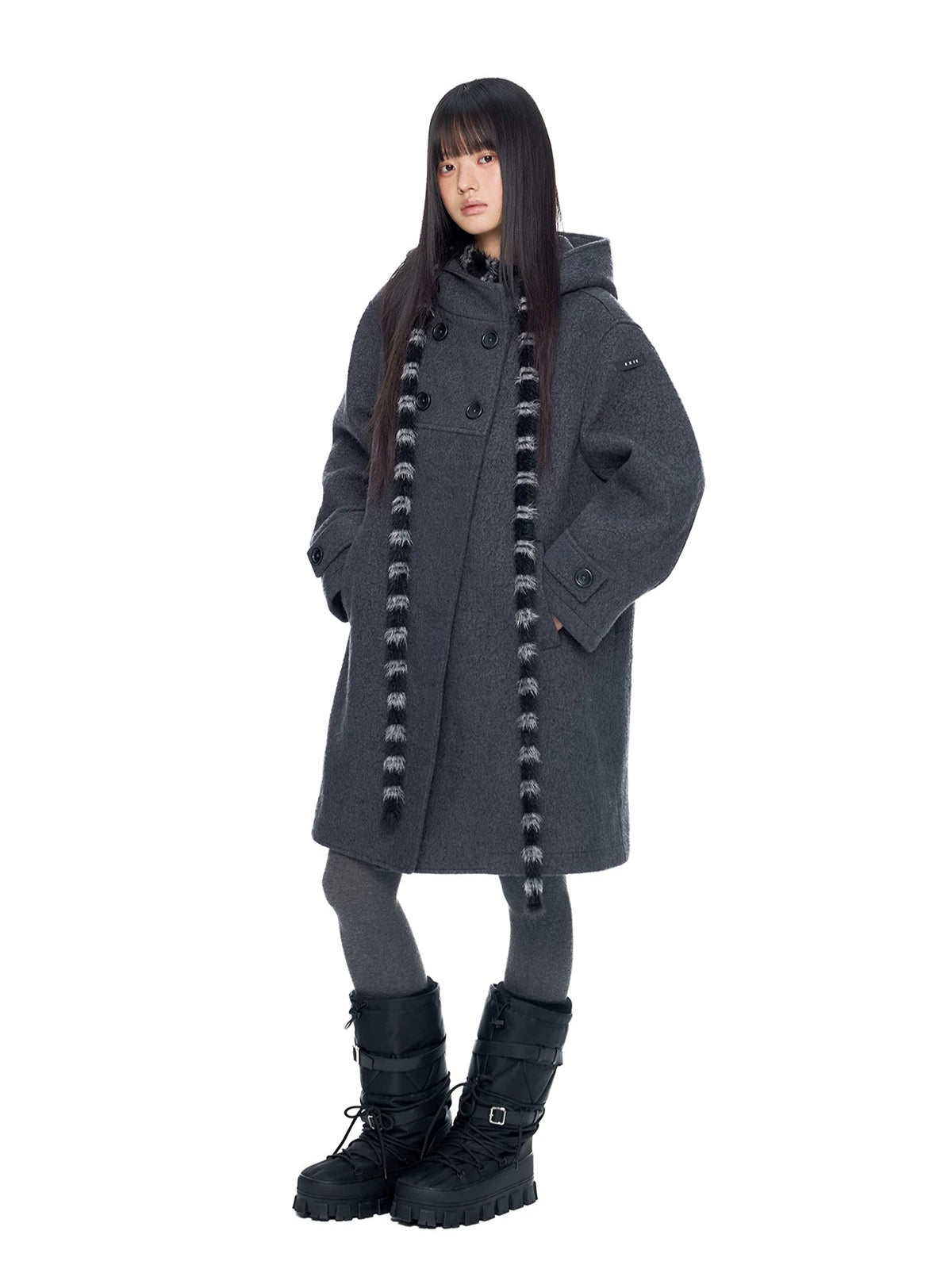 Hooded Vintage Wool Blend Coat