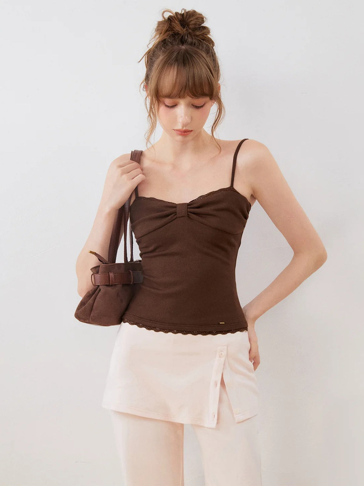 Silk Wool Wrap V-Neck Knit Top