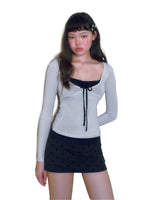 Drawstring Layered V-Neck Top