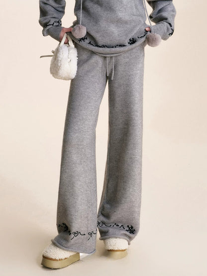 Embroidered Knit Lounge Set