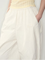 Pink & White Parachute Wide-Leg Pants