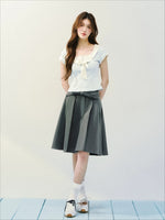 Green & Blue Bowtie Ruffle Tee