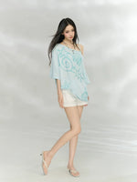 Ocean Print Oversized Top