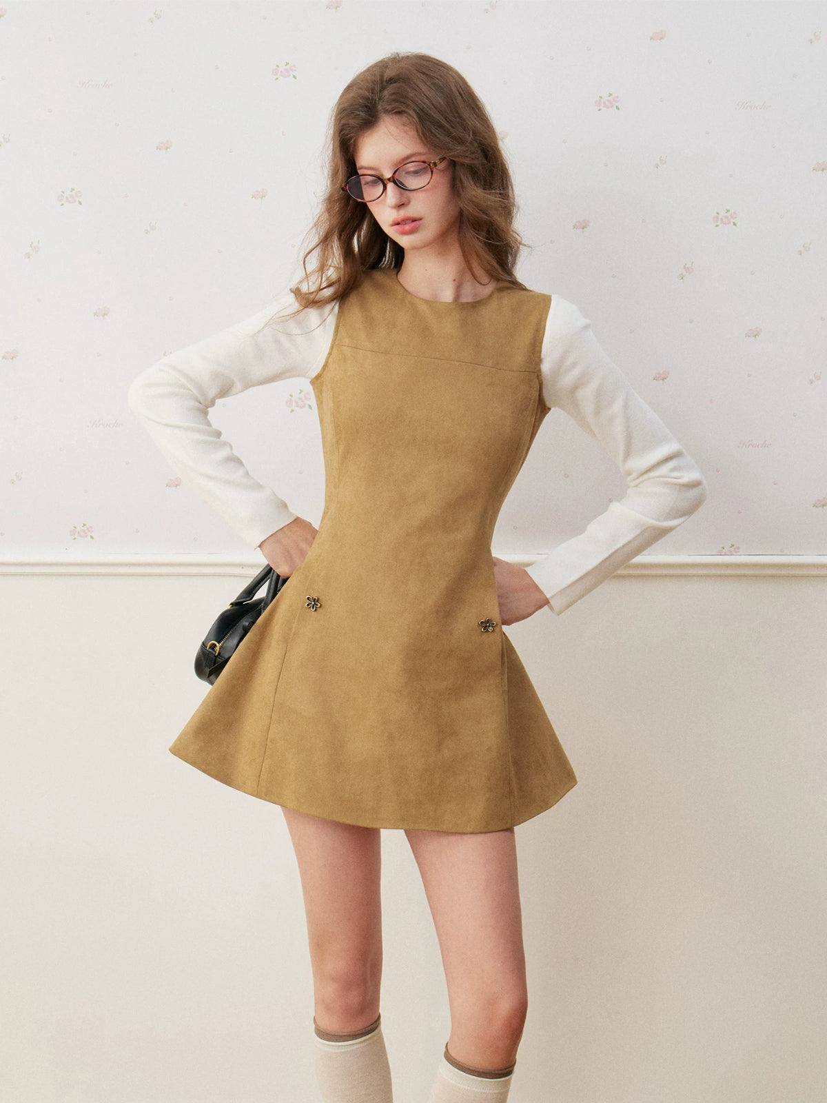 Suede A-Line Mini Dress