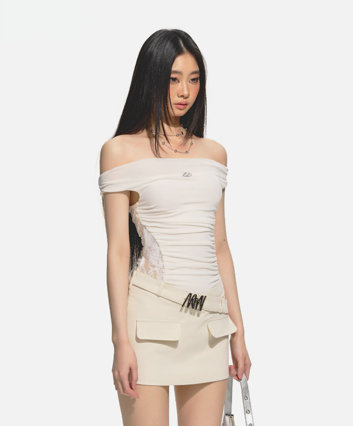 White Satin Patchwork Bodycon Dress