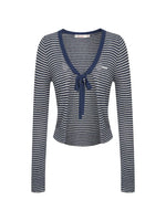 Textured Stripe V-neck Cardigan