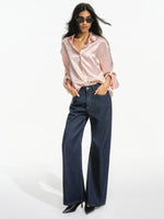 Acetate Satin Relaxed Polo Shirt