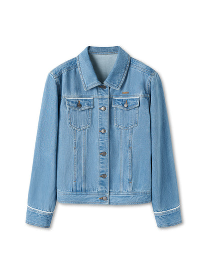 Modern Denim Regular-shoulder Structured Short Coat