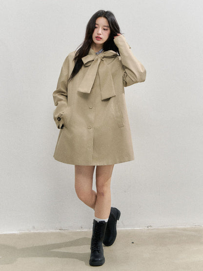 Khaki Bow Trench Coat