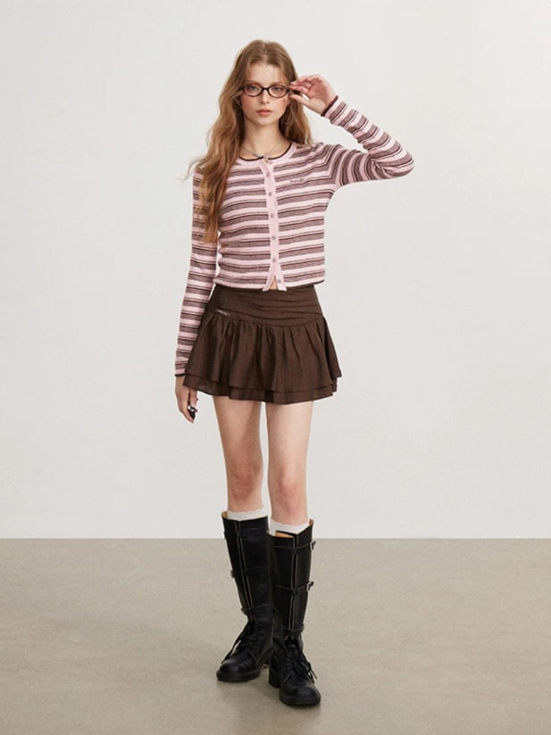 Contrast Stripe Knit Cardigan