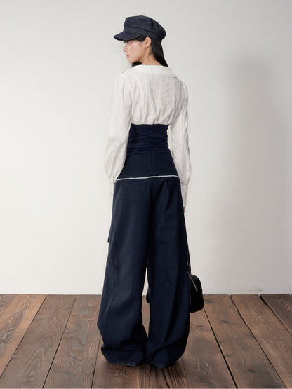 Navy Color-Blocking Shirt &amp; Pants Set