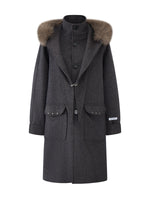 Hooded Wool Blend Long Coat