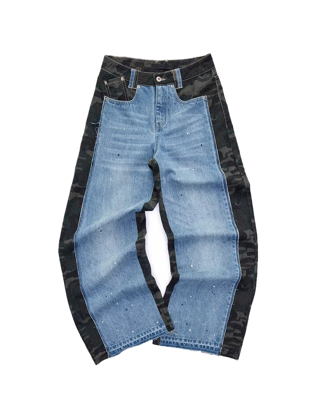 Camo Patchwork Denim Pants