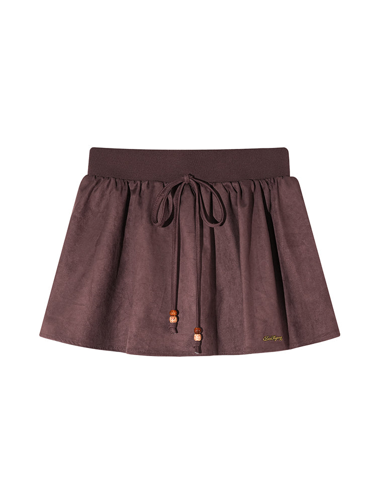 Suede Beaded Mini Skirt