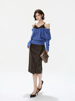Amber Paneled Faux Leather Midi Skirt