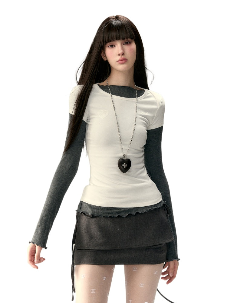 Embroidered Letter Short-Sleeve T-shirt