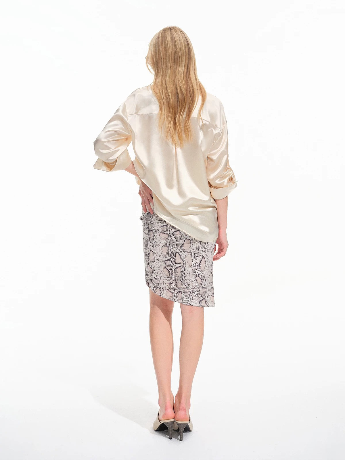 Snake Print Asymmetric Pencil Skirt