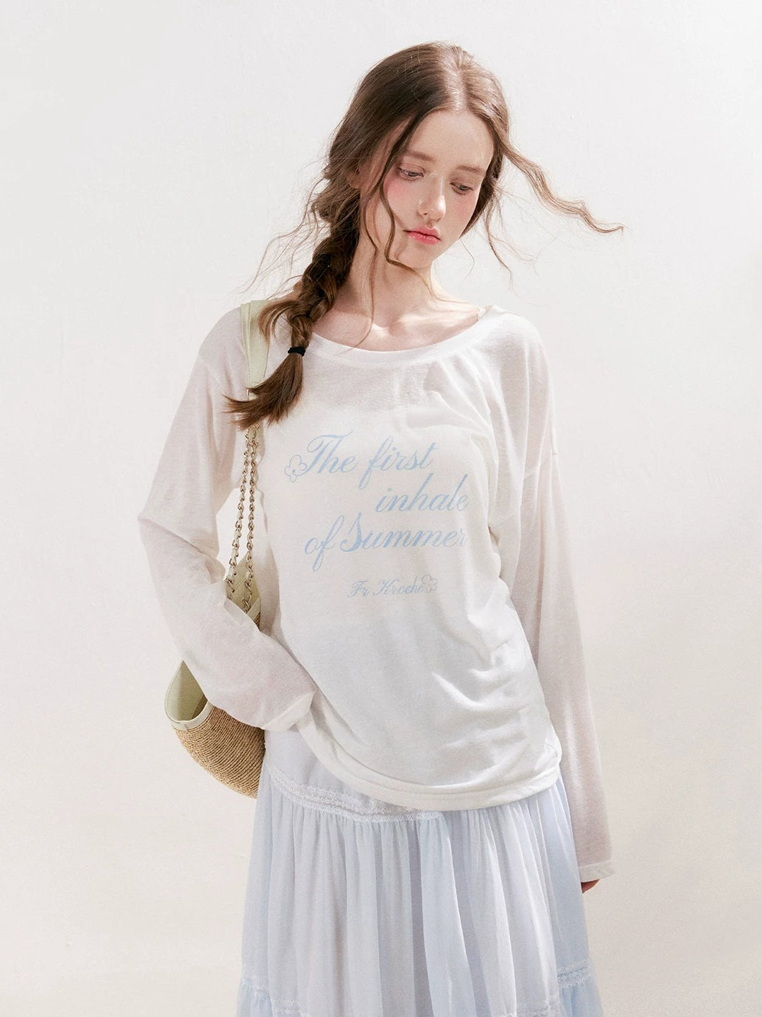 Sheer Letter Printed Cover T-shirt
