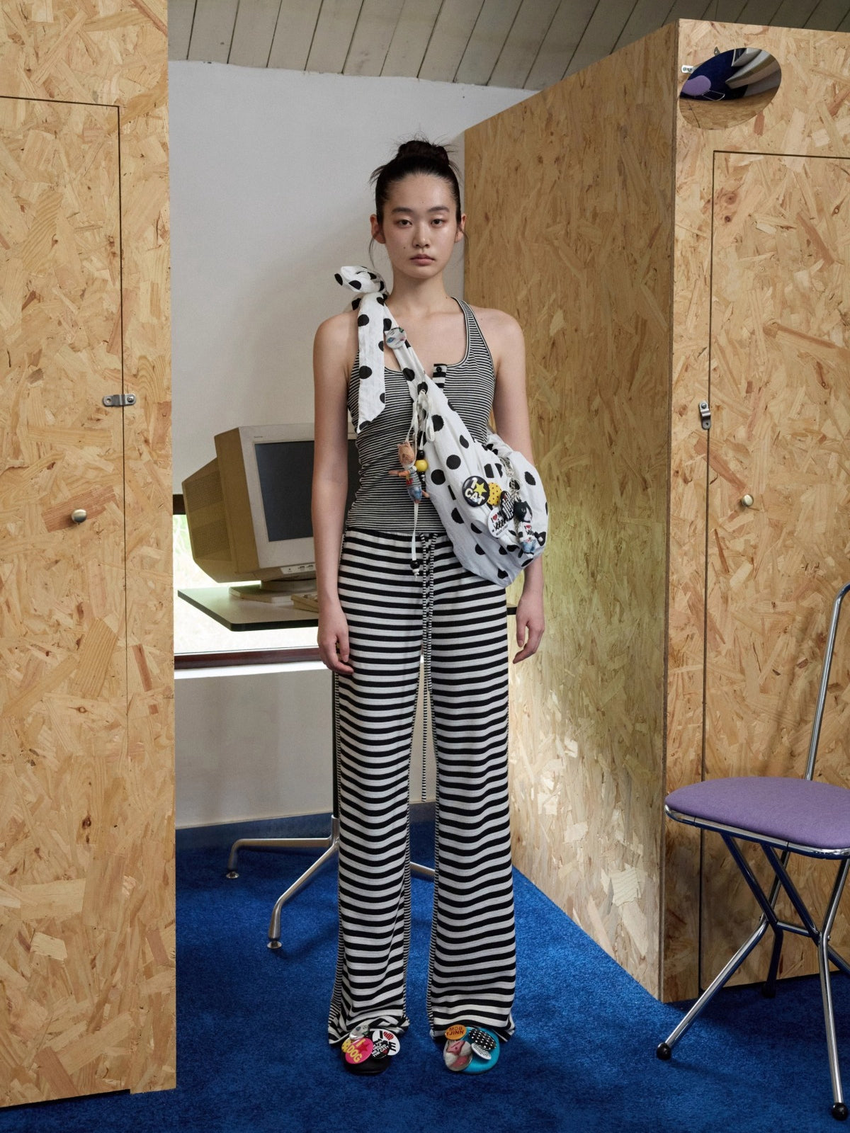 Double-Face Striped Knit 3-Piece Set