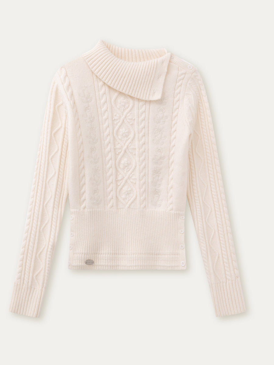 Cable-Knit Mock-Neck Sweater