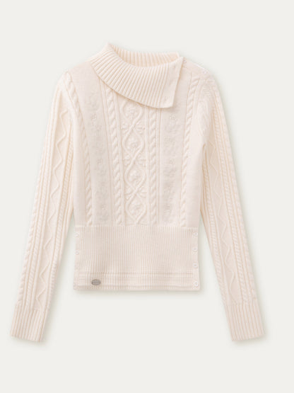 Cable-Knit Mock-Neck Sweater
