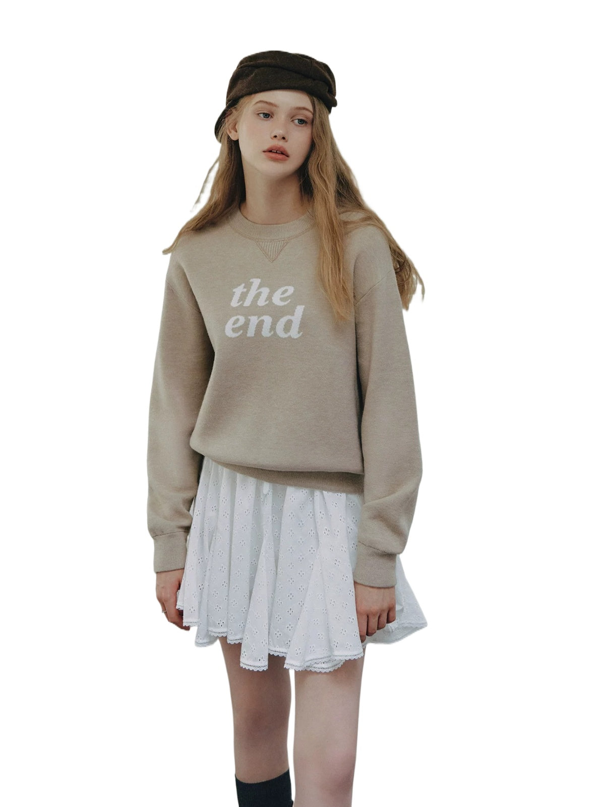 Minimal Letter Jacquard Knit Sweater