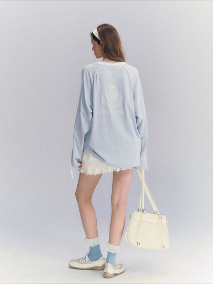 Contrast Bow Long Sleeve Tee