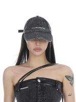 Distressed Embroidered Denim Cap