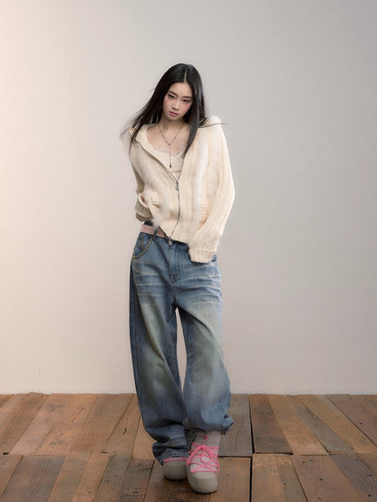 Vintage Wash Straight Jeans